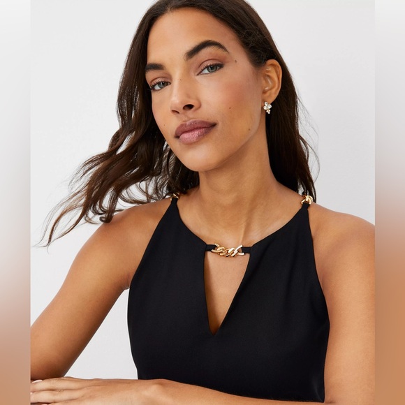 Ann Taylor halter neck Roman chain top - Picture 1 of 6